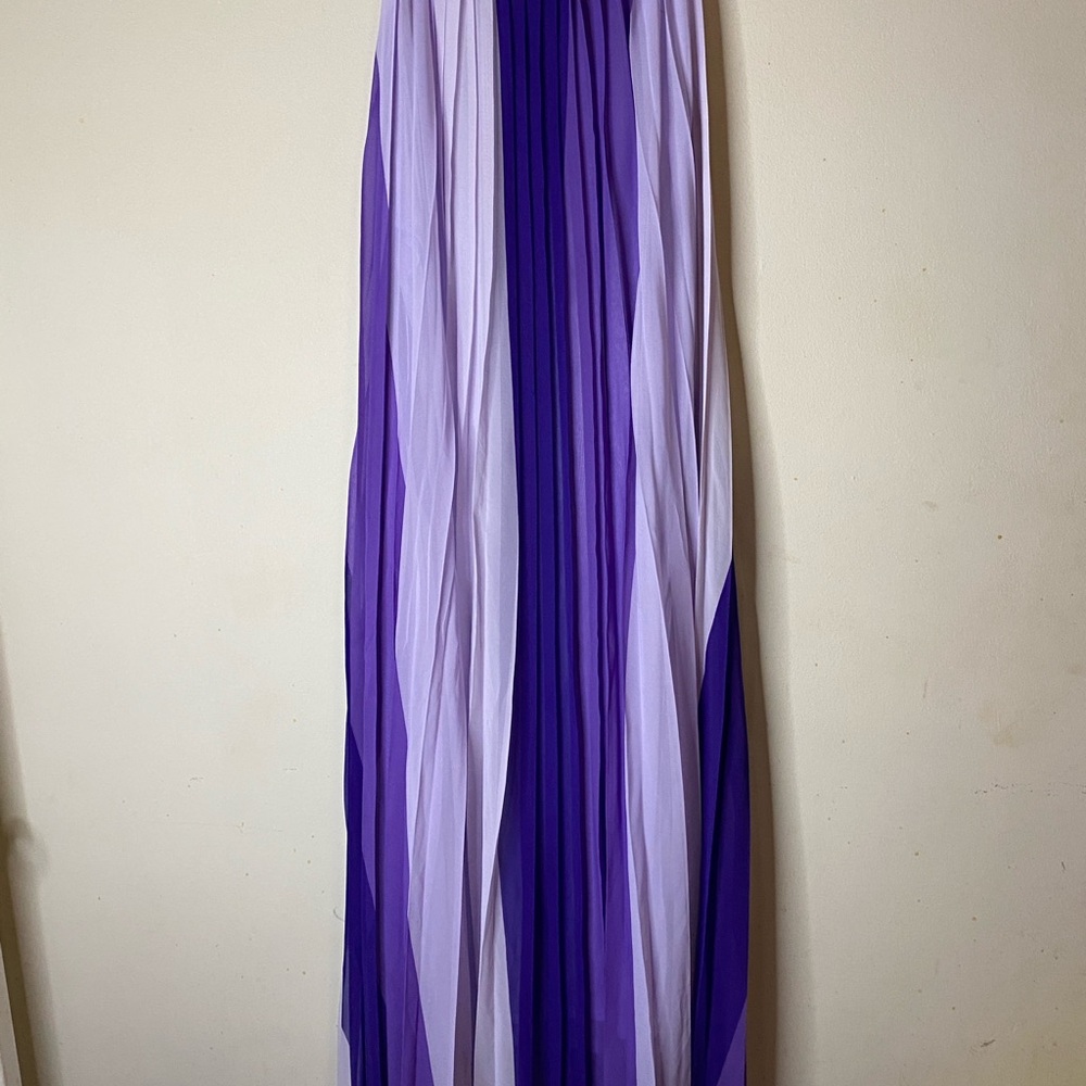 New York & Company Purple Pleated Maxi A-line Dress